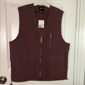 Men's Utility Vest in Brown w/ Zipper
